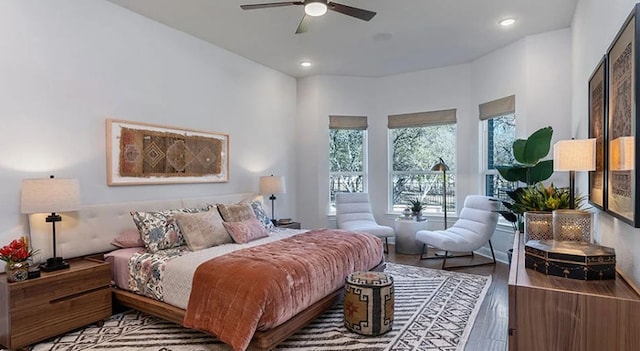 1316 Novara Trl, Leander, TX 78641 - bedroom with wood finished floors, recessed lighting, and a ceiling fan