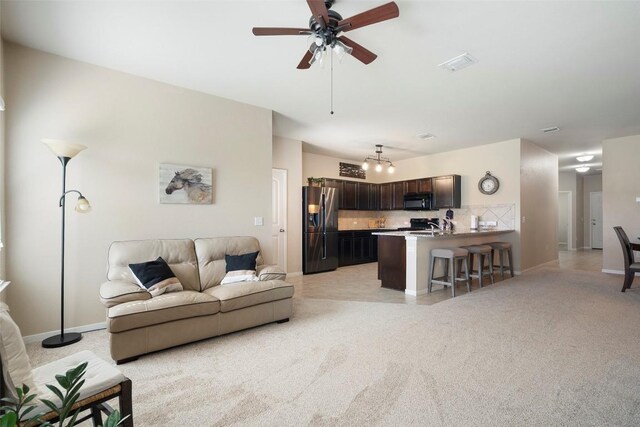 1407 Brashear Ct, Cedar Park, TX 78613 - living area featuring ceiling fan and light carpet
