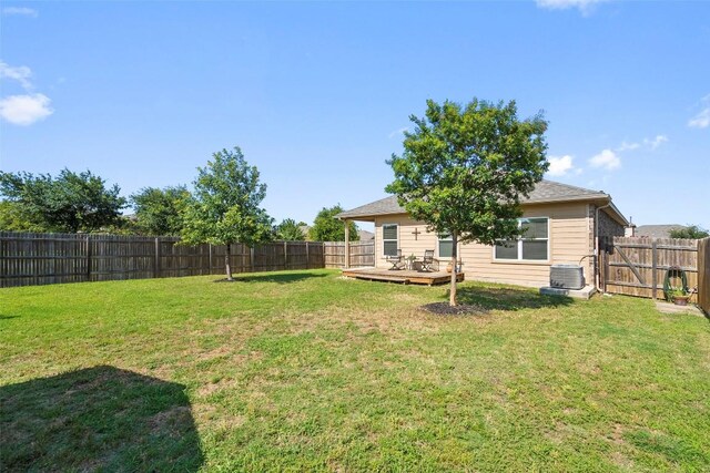 1407 Brashear Ct, Cedar Park, TX 78613 - fenced backyard with a wooden deck