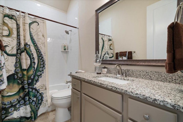 309 Singing Sumac Way, San Marcos, TX 78666 - full bath featuring vanity, toilet, shower / tub combo, and tile patterned floors