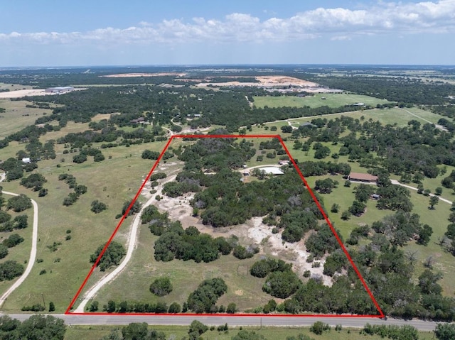 1201 County Road 229, Florence, TX 76527 - aerial overview of property's location with property parcel outlined