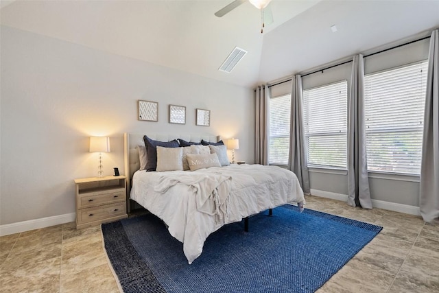 4225 Borho Ranch St, Leander, TX 78641 - bedroom with lofted ceiling, multiple windows, and ceiling fan