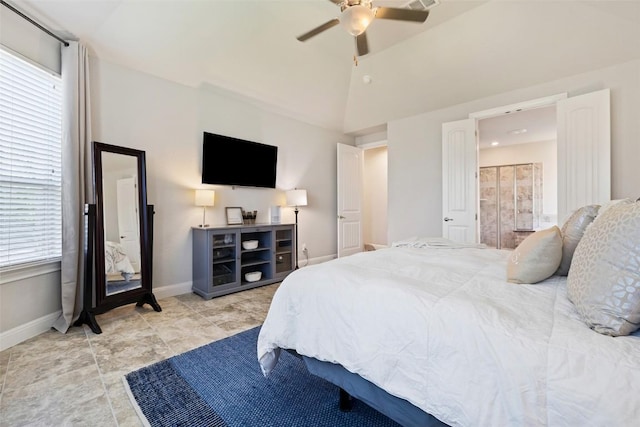 4225 Borho Ranch St, Leander, TX 78641 - bedroom featuring vaulted ceiling and a ceiling fan