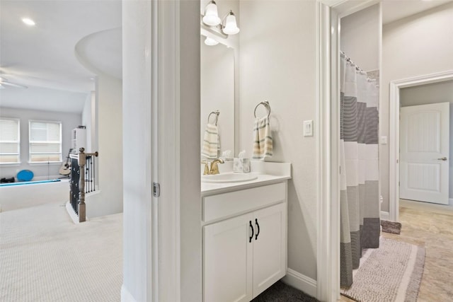 4225 Borho Ranch St, Leander, TX 78641 - full bath featuring vanity and ceiling fan