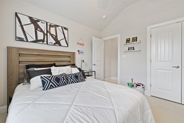 4225 Borho Ranch St, Leander, TX 78641 - carpeted bedroom featuring vaulted ceiling and baseboards