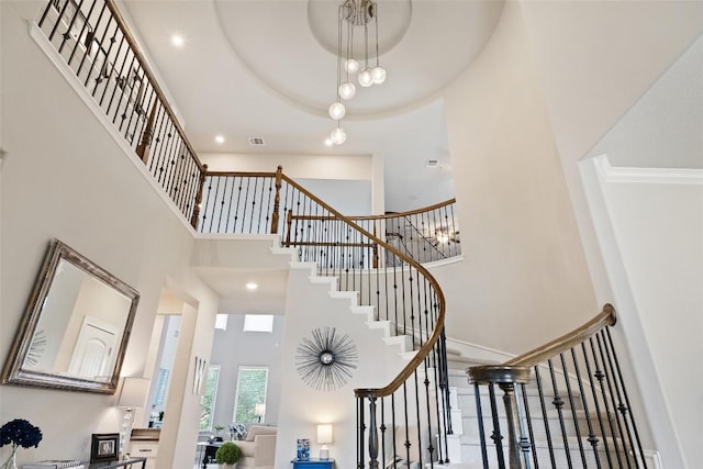 4225 Borho Ranch St, Leander, TX 78641 - staircase featuring a towering ceiling