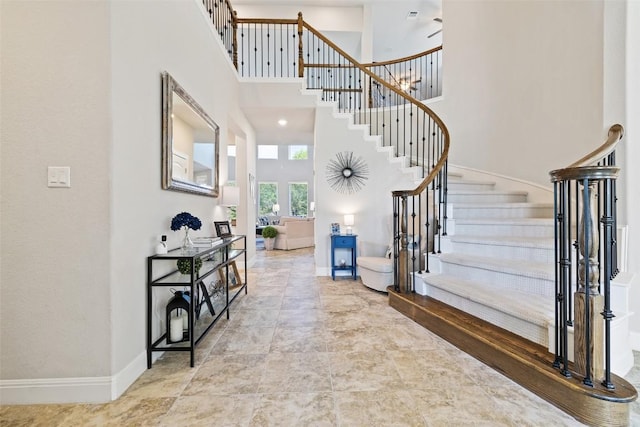 4225 Borho Ranch St, Leander, TX 78641 - foyer entrance with a towering ceiling and stairway