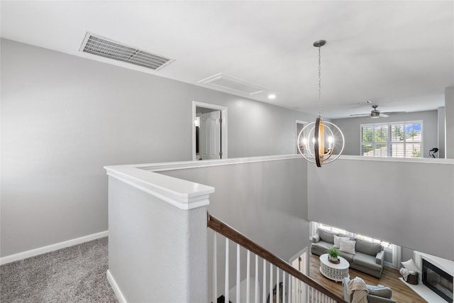 3431 Ranch Park Trl, Round Rock, TX 78681 - hall featuring attic access and an upstairs landing