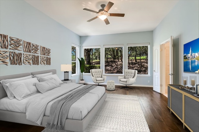 138 Top O The Lake Dr, Lakeway, TX 78734 - bedroom featuring dark wood-type flooring and ceiling fan