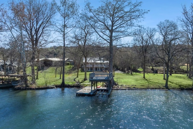10810 River Terrace Cir, Austin, TX 78733 - dock with a lawn and a water view