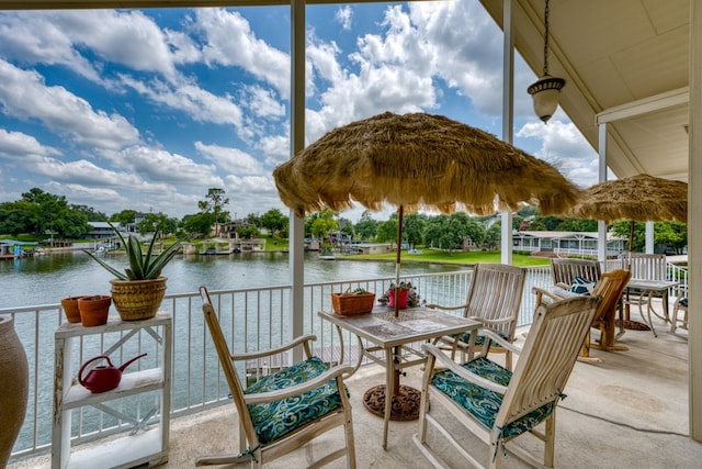 134 Glen Oaks Dr, Sunrise Beach, TX 78643 - view of patio featuring a water view