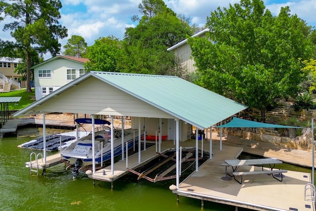 134 Glen Oaks Dr, Sunrise Beach, TX 78643 - dock area with boat lift and a water view