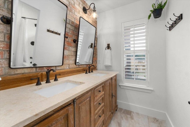 5304 China Garden Dr, Austin, TX 78730 - bathroom featuring double vanity and a shower with shower curtain