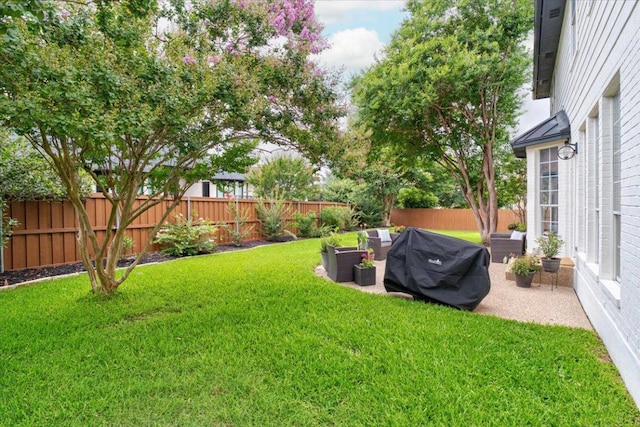 5304 China Garden Dr, Austin, TX 78730 - fenced backyard with outdoor lounge area and a patio