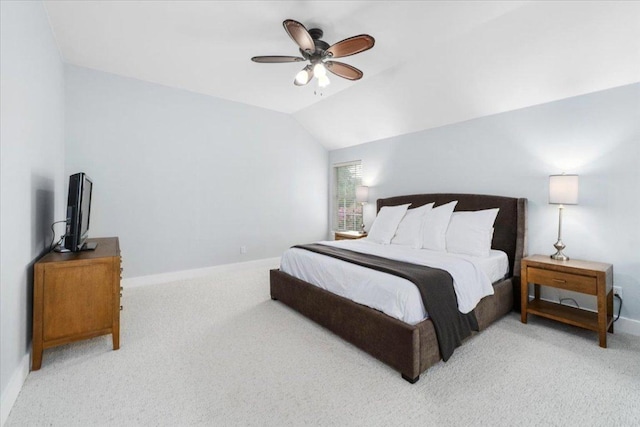 5304 China Garden Dr, Austin, TX 78730 - bedroom with light carpet, lofted ceiling, and a ceiling fan