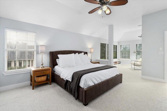 5304 China Garden Dr, Austin, TX 78730 - bedroom featuring carpet flooring, vaulted ceiling, and ceiling fan