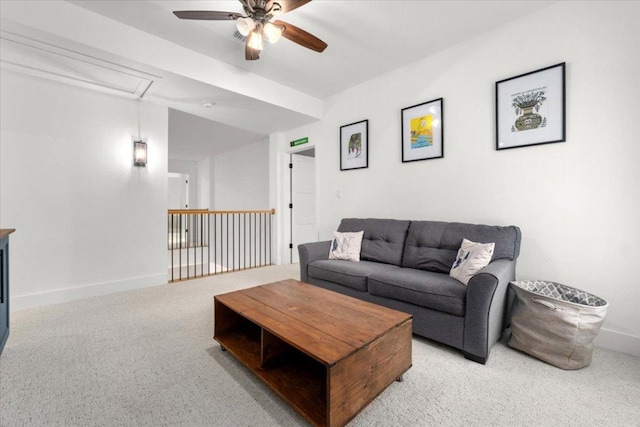 5304 China Garden Dr, Austin, TX 78730 - living room with attic access, ceiling fan, and carpet