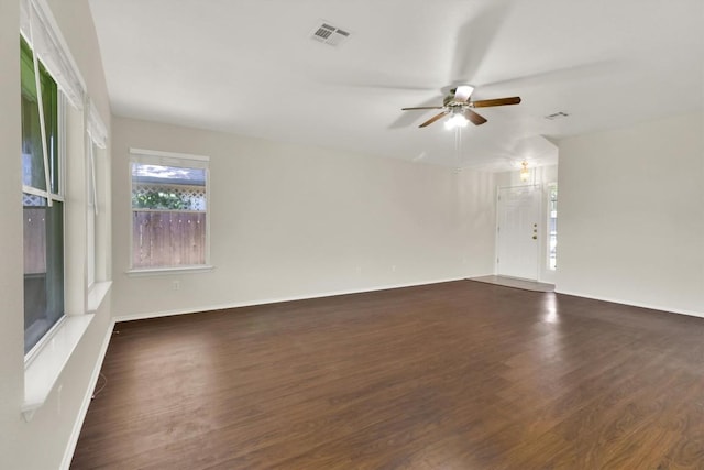 1718 Zydeco Dr, Round Rock, TX 78664 - spare room featuring dark wood-style floors and ceiling fan