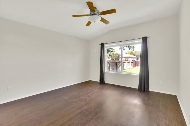 1718 Zydeco Dr, Round Rock, TX 78664 - empty room with wood finished floors, vaulted ceiling, and a ceiling fan