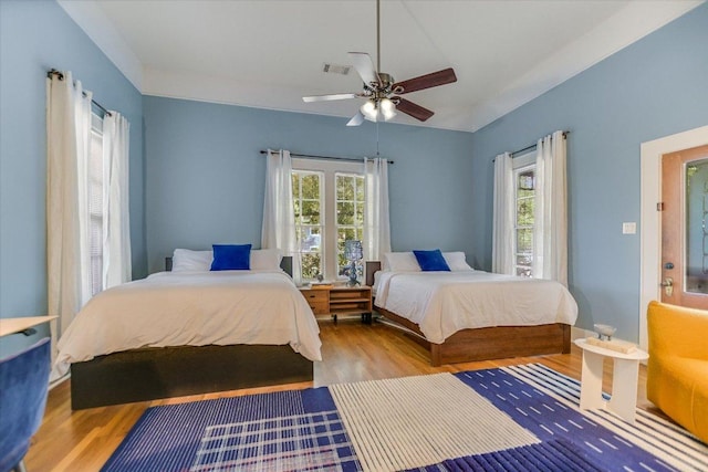 2109 Nickerson St, Austin, TX 78704 - bedroom featuring wood finished floors and a ceiling fan