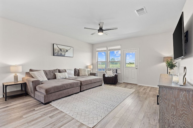 1925 T H Johnson Dr, Taylor, TX 76574 - living area featuring a ceiling fan and light wood-style floors