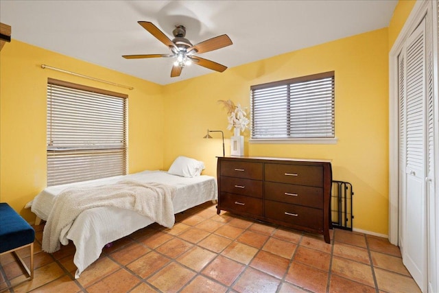 8102 Shadowood Dr, Austin, TX 78757 - bedroom with multiple windows, a closet, and ceiling fan