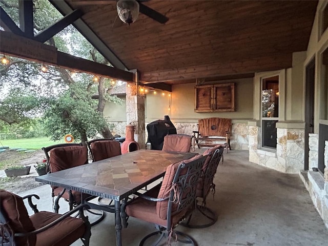 304 Bluestem Cv, Georgetown, TX 78633 - view of patio / terrace featuring a ceiling fan, area for grilling, and outdoor dining space