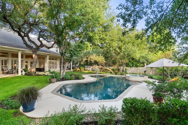 2319 Woodway Dr, Round Rock, TX 78681 - view of pool with an in-ground hot tub, a patio area, and french doors