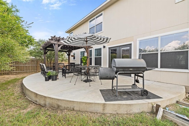 216 Prairie Verbena Dr, Kyle, TX 78640 - view of patio featuring a pergola and a grill