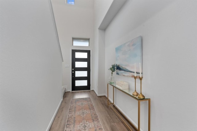 2437 Burberry Ln, Leander, TX 78641 - doorway to outside featuring light wood-style floors and a high ceiling