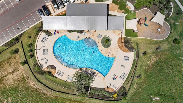 496 Sawtooth Mountain Way, Dripping Springs, TX 78620 - bird's eye view of a pool area
