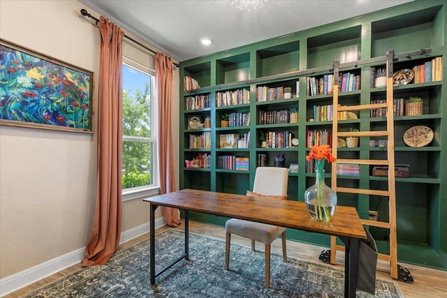 496 Sawtooth Mountain Way, Dripping Springs, TX 78620 - office with wood finished floors, healthy amount of natural light, and recessed lighting