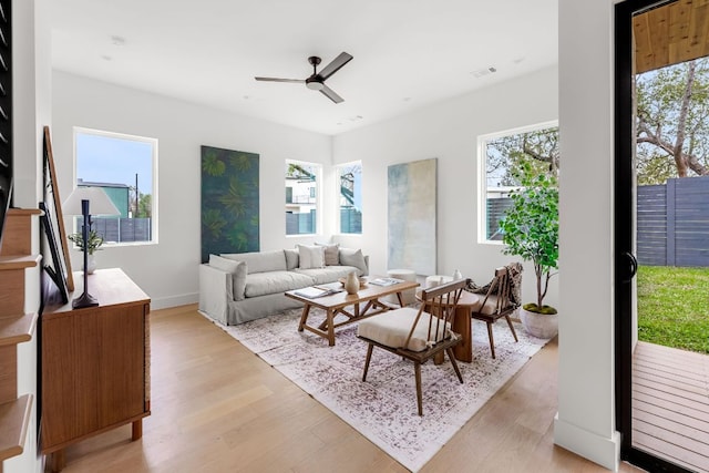 1703 Miami Dr, Austin, TX 78733 - living room with light wood-style floors and a ceiling fan