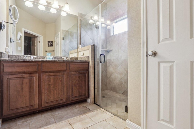 7233 Menchaca Rd Unit 22, Austin, TX 78745 - full bathroom with double vanity and a shower stall