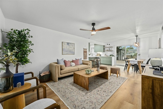 2114 Vanderbilt Ln, Austin, TX 78723 - living area featuring ceiling fan and light wood-style floors