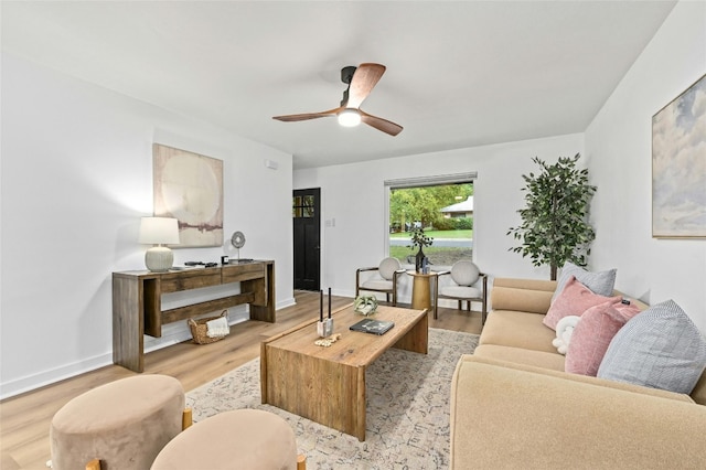 2114 Vanderbilt Ln, Austin, TX 78723 - living area featuring wood finished floors and ceiling fan