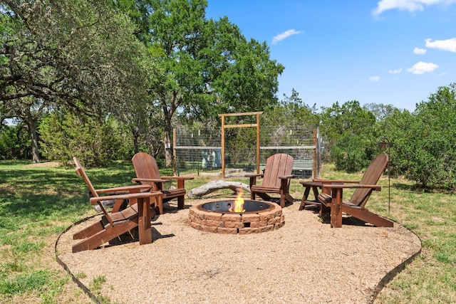 11551 Fm 32, Fischer, TX 78623 - view of grassy yard with an outdoor fire pit