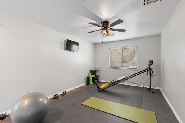 3011 Wadsworth Way, Austin, TX 78748 - workout area with baseboards and ceiling fan