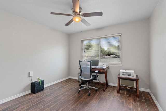 3011 Wadsworth Way, Austin, TX 78748 - home office featuring wood finished floors and a ceiling fan