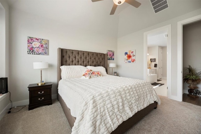 1113 Spring Gulch Ln, Georgetown, TX 78628 - bedroom with carpet, lofted ceiling, and a ceiling fan