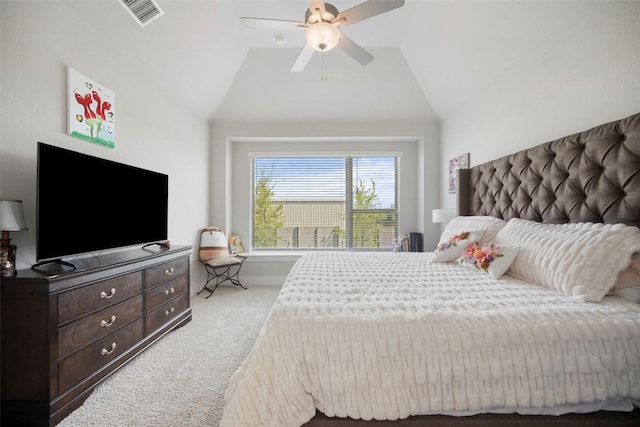 1113 Spring Gulch Ln, Georgetown, TX 78628 - carpeted bedroom with lofted ceiling and ceiling fan