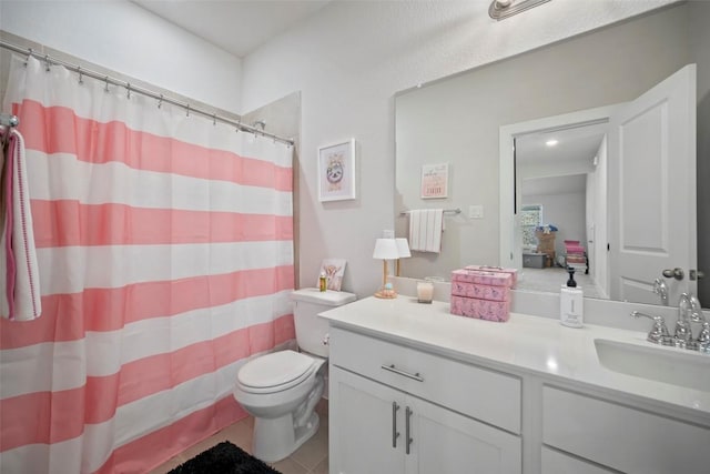 1113 Spring Gulch Ln, Georgetown, TX 78628 - full bathroom with vanity, a shower with curtain, and tile patterned flooring
