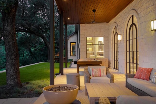 5301 Maryanna Dr, Austin, TX 78746 - view of patio with a ceiling fan and outdoor lounge area