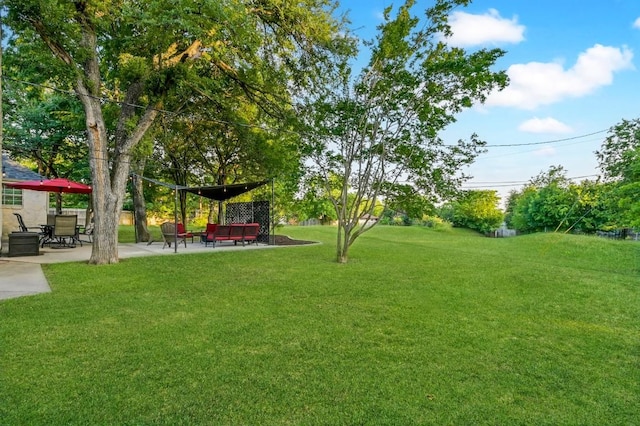 2802 Brandy Ln, Georgetown, TX 78628 - view of green lawn with a patio area and outdoor lounge area
