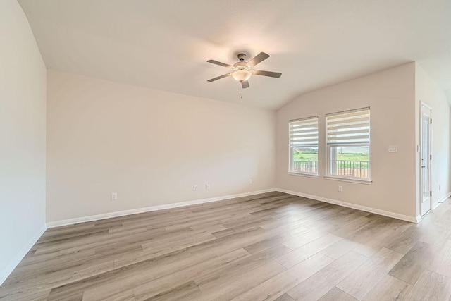 2871 Mill Run Bnd, Round Rock, TX 78665 - empty room with ceiling fan, light wood-style flooring, and lofted ceiling