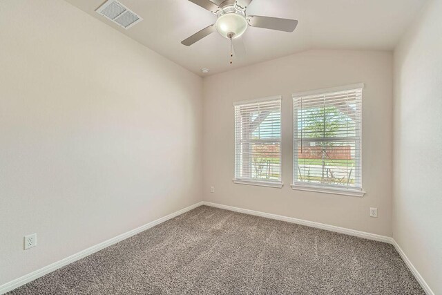 2871 Mill Run Bnd, Round Rock, TX 78665 - empty room with carpet, vaulted ceiling, and ceiling fan