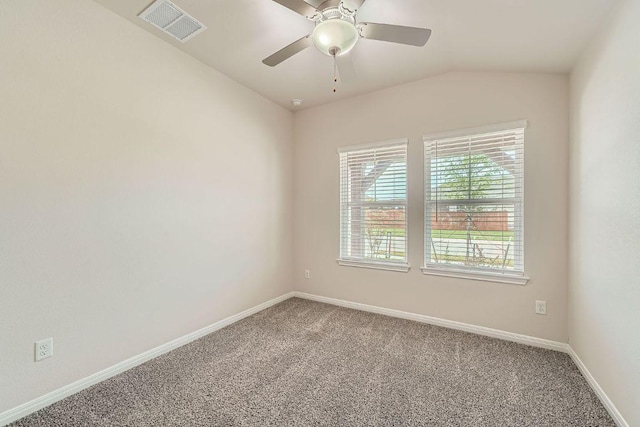 2871 Mill Run Bnd, Round Rock, TX 78665 - carpeted spare room featuring lofted ceiling and a ceiling fan