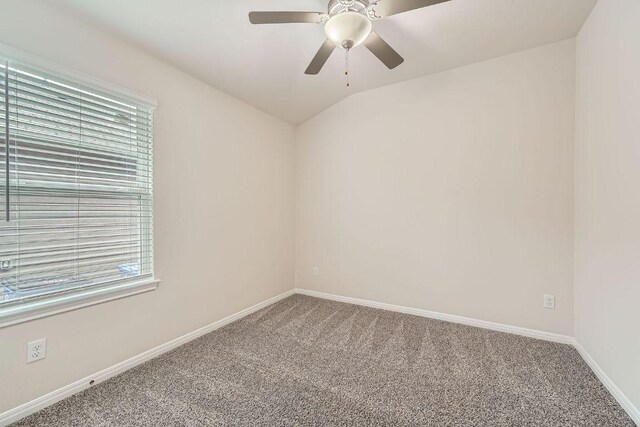 2871 Mill Run Bnd, Round Rock, TX 78665 - carpeted empty room with plenty of natural light, lofted ceiling, and ceiling fan