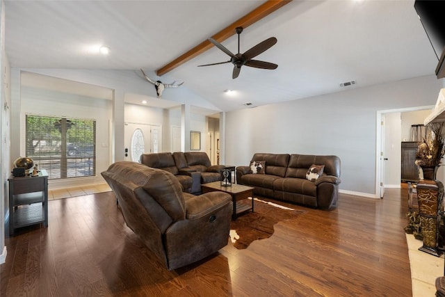 401 N Fox Xing, Burnet, TX 78611 - living area with wood finished floors and a ceiling fan