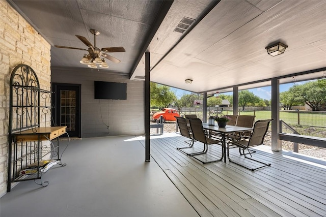 401 N Fox Xing, Burnet, TX 78611 - sunroom with outdoor dining area and ceiling fan